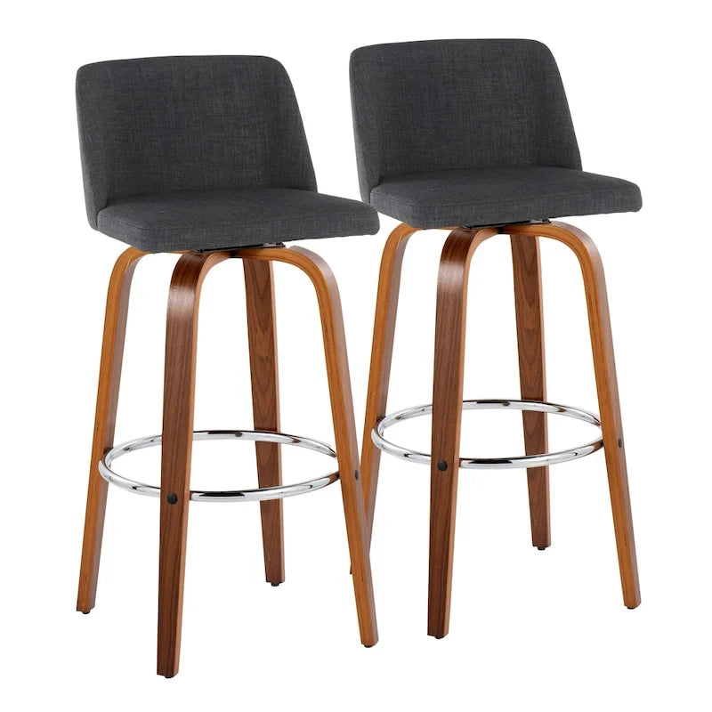 Tabouret de bar à hauteur fixe avec piètement en noyer
