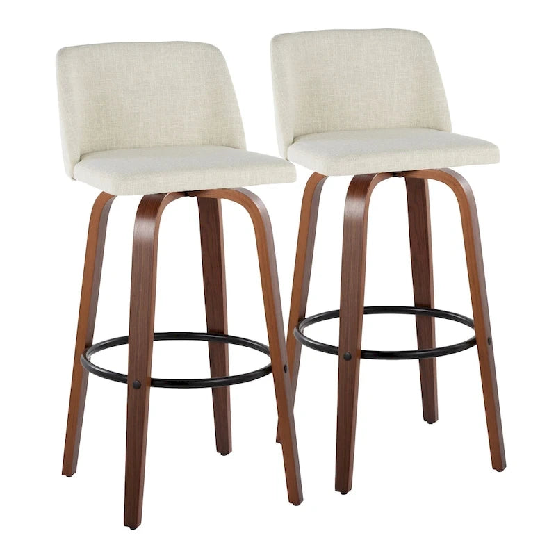 Tabouret de bar à hauteur fixe avec piètement en noyer