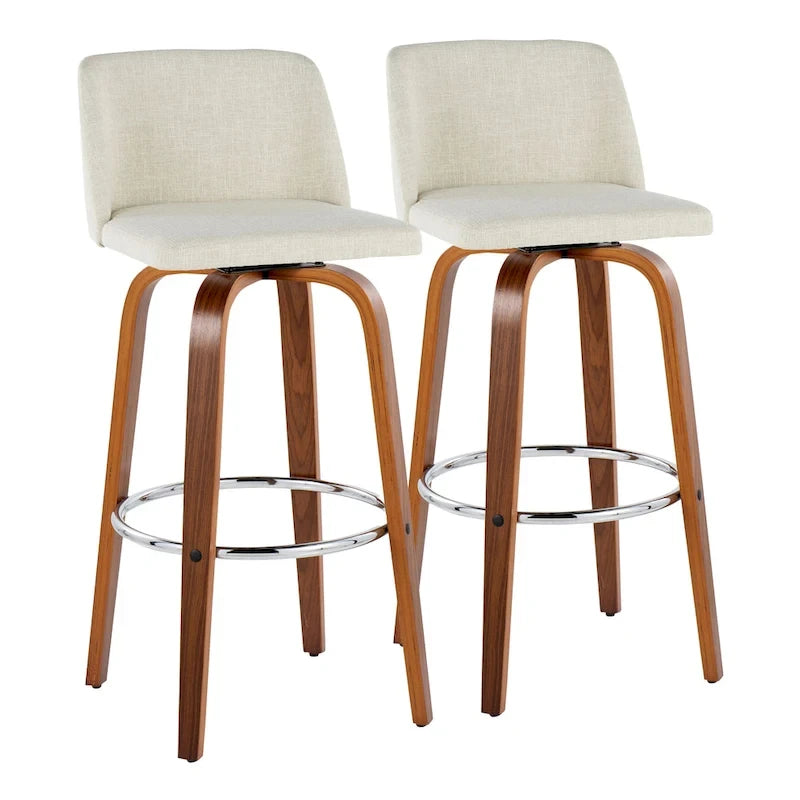 Tabouret de bar à hauteur fixe avec piètement en noyer