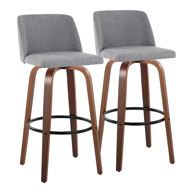 Tabouret de bar à hauteur fixe avec piètement en noyer