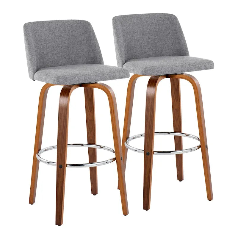 Tabouret de bar à hauteur fixe avec piètement en noyer