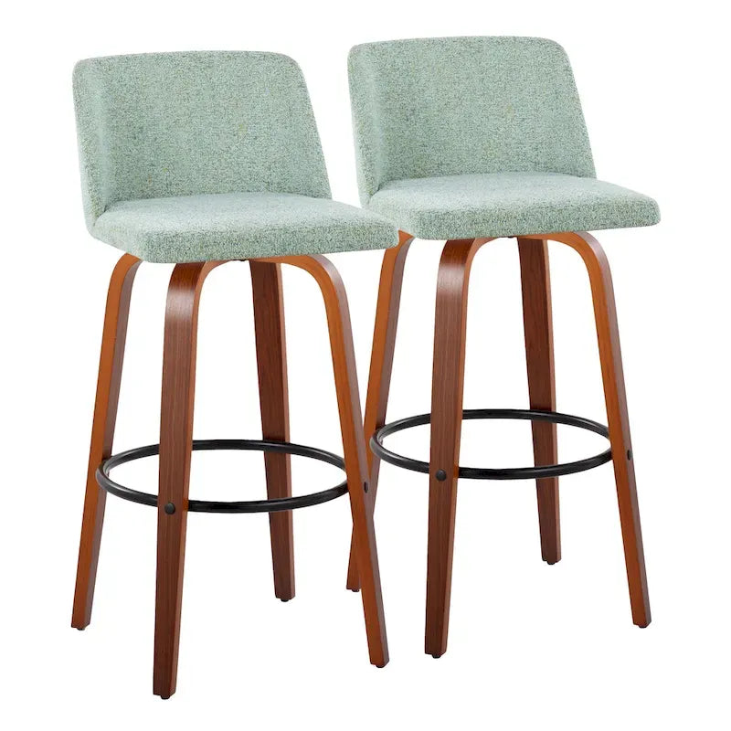 Tabouret de bar à hauteur fixe avec piètement en noyer