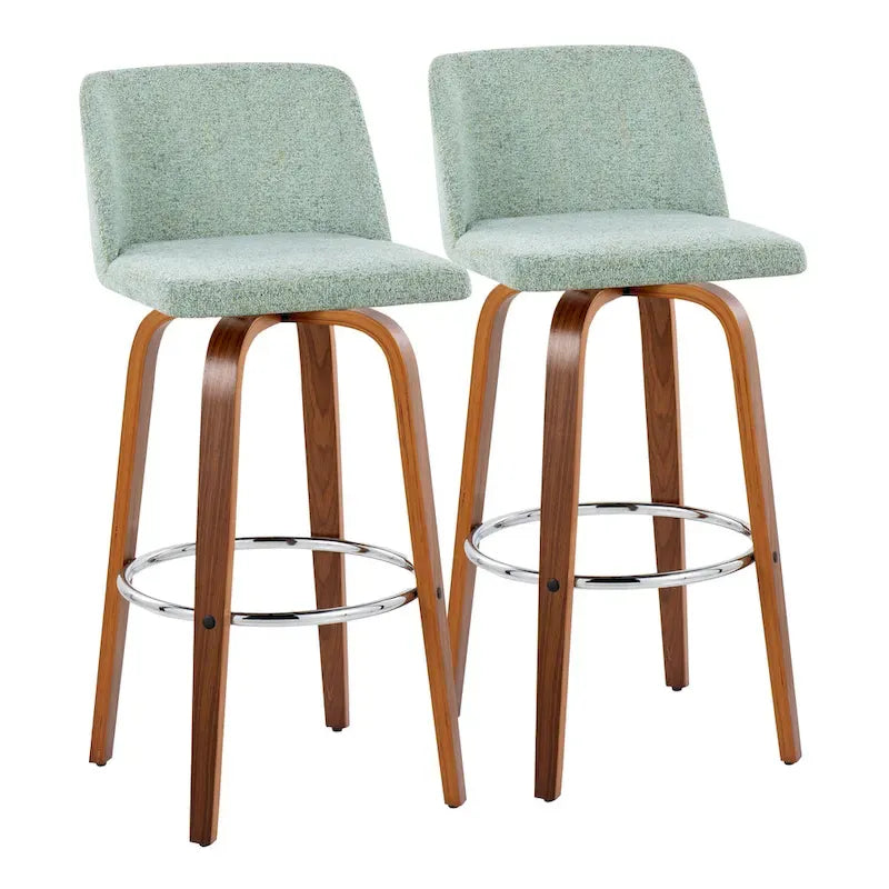 Tabouret de bar à hauteur fixe avec piètement en noyer