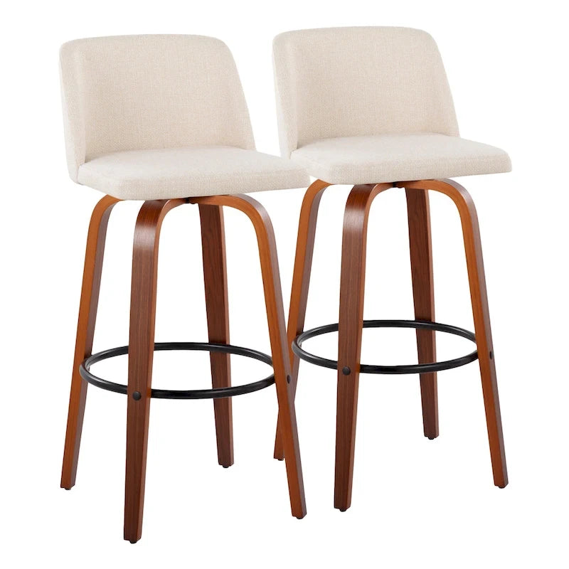Tabouret de bar à hauteur fixe avec piètement en noyer