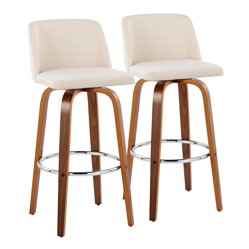 Tabouret de bar à hauteur fixe avec piètement en noyer