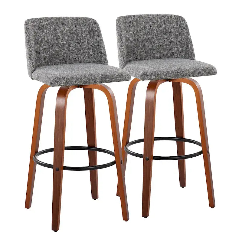 Tabouret de bar à hauteur fixe avec piètement en noyer