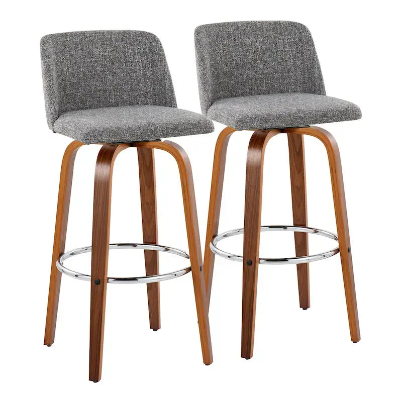 Tabouret de bar à hauteur fixe avec piètement en noyer
