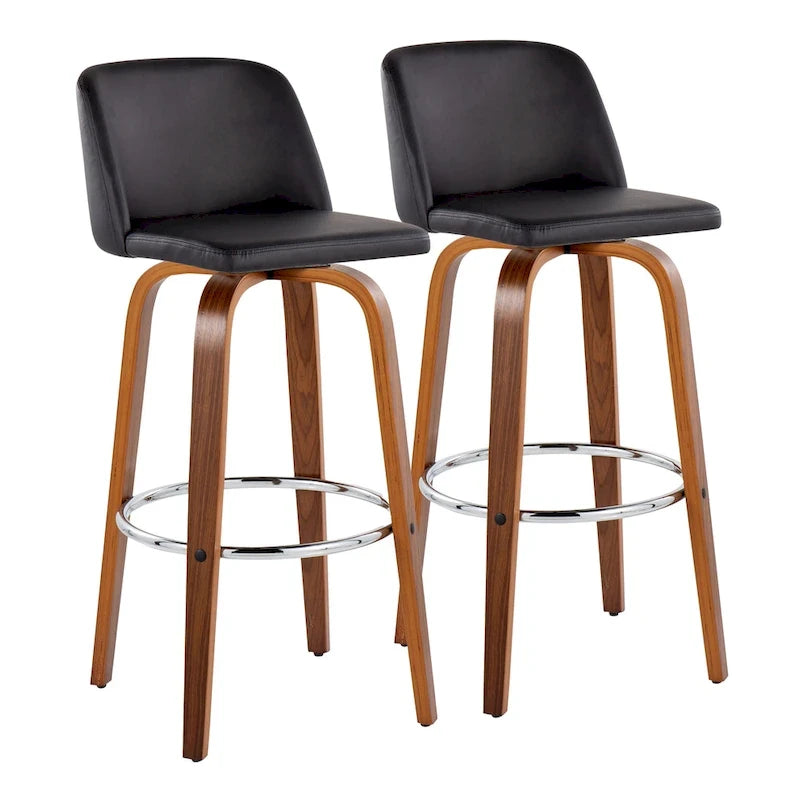 Tabouret de bar à hauteur fixe avec piètement en noyer