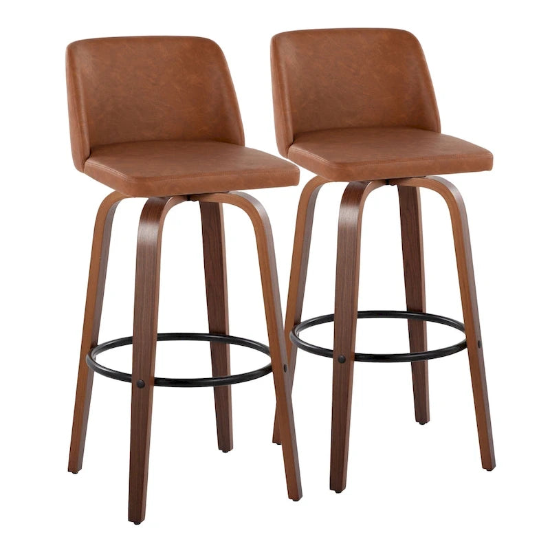 Tabouret de bar à hauteur fixe avec piètement en noyer