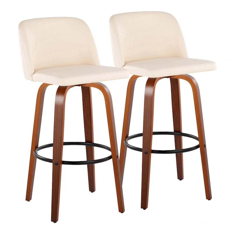 Tabouret de bar à hauteur fixe avec piètement en noyer
