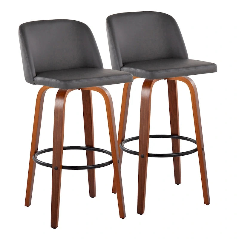 Tabouret de bar à hauteur fixe avec piètement en noyer