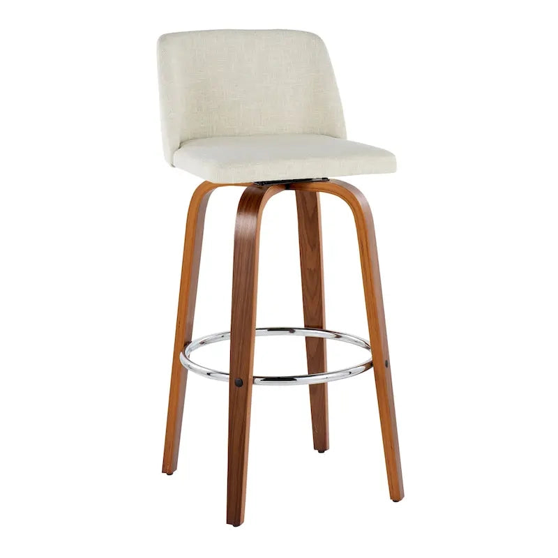 Tabouret de bar à hauteur fixe avec piètement en noyer
