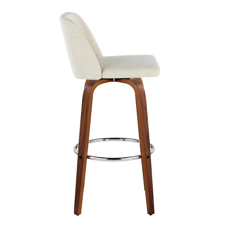 Tabouret de bar à hauteur fixe avec piètement en noyer