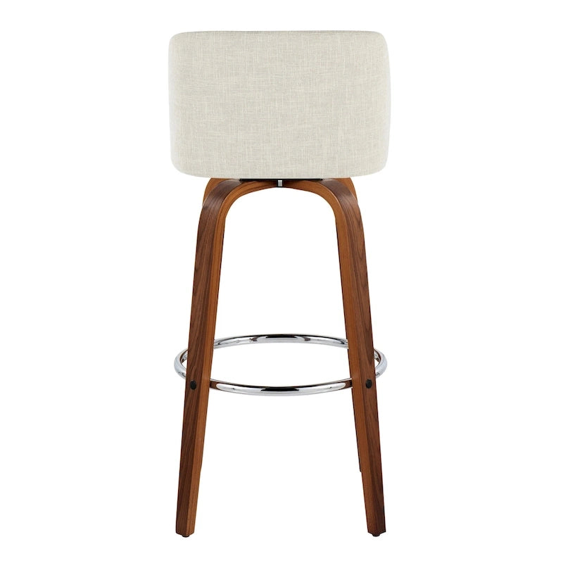 Tabouret de bar à hauteur fixe avec piètement en noyer
