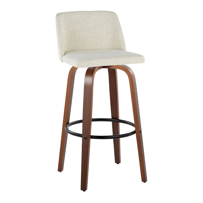 Tabouret de bar à hauteur fixe avec piètement en noyer