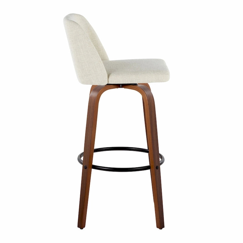 Tabouret de bar à hauteur fixe avec piètement en noyer