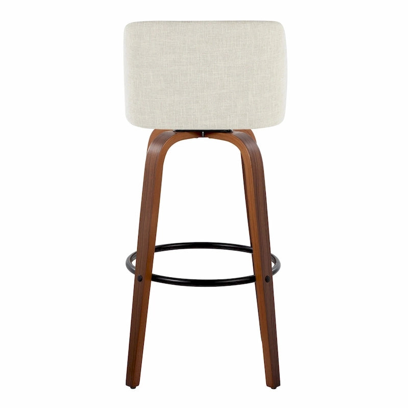 Tabouret de bar à hauteur fixe avec piètement en noyer