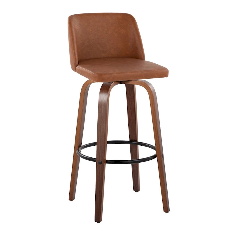 Tabouret de bar à hauteur fixe avec piètement en noyer