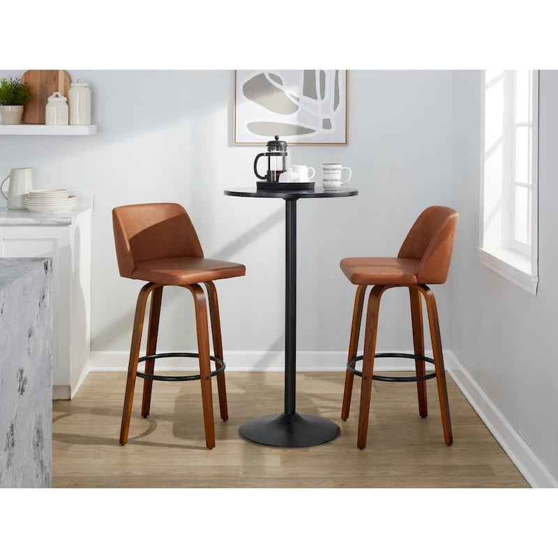 Tabouret de bar à hauteur fixe avec piètement en noyer