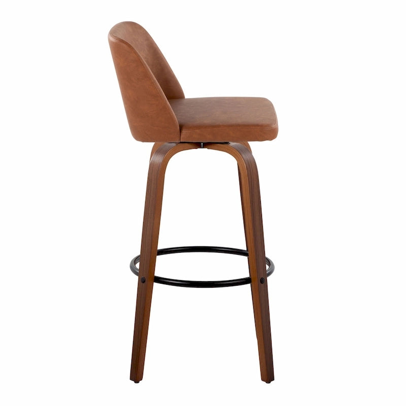 Tabouret de bar à hauteur fixe avec piètement en noyer
