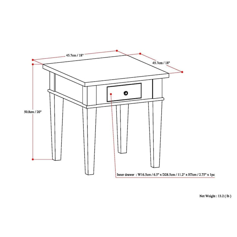 Table d'appoint transitoire carrée large en bois massif