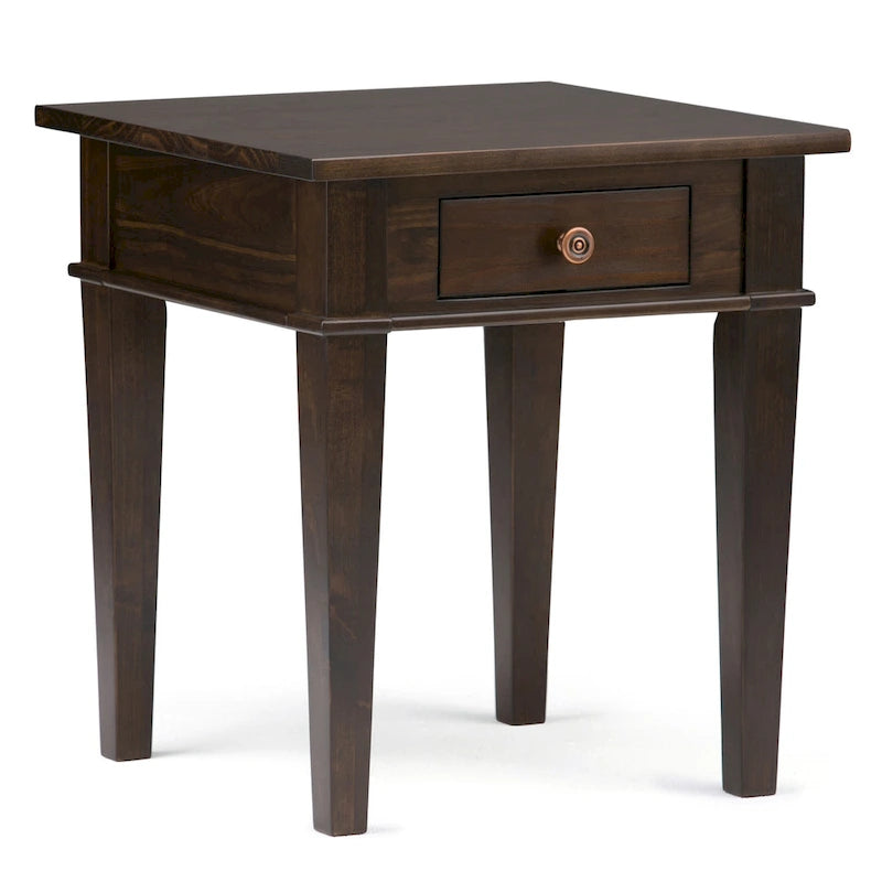 Table d'appoint transitoire carrée large en bois massif