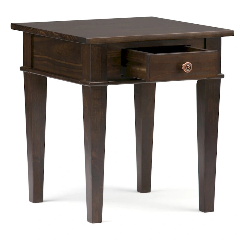 Table d'appoint transitoire carrée large en bois massif