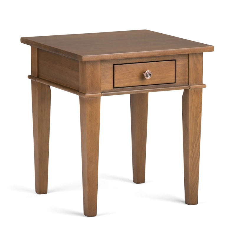 Table d'appoint transitoire carrée large en bois massif