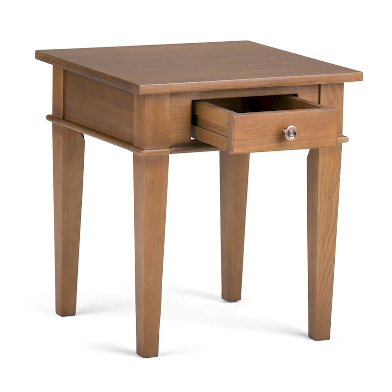 Table d'appoint transitoire carrée large en bois massif