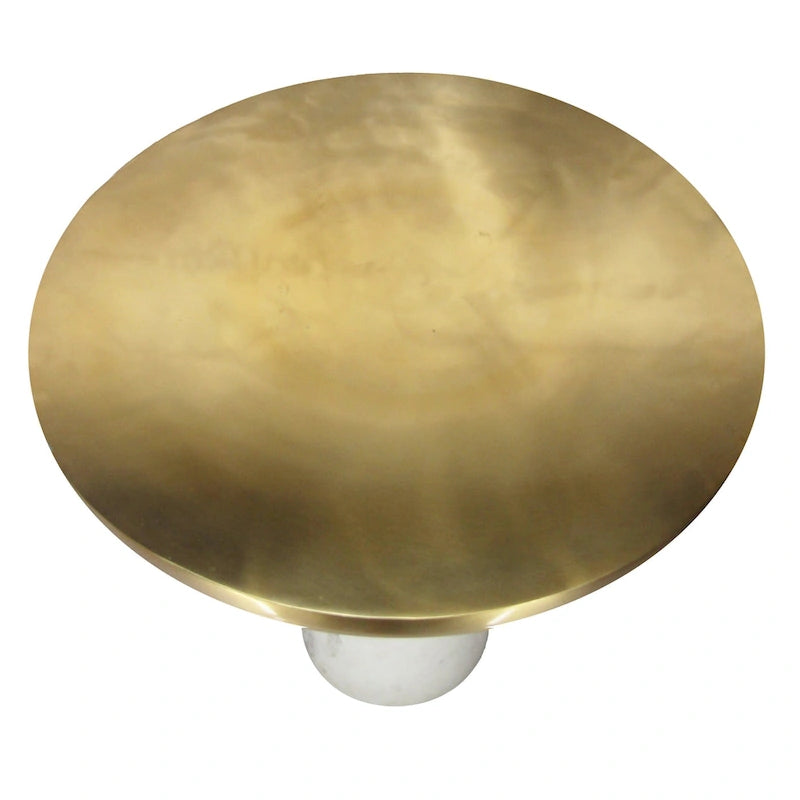 Table d'appoint ronde en laiton, moderne, avec base cylindrique en marbre