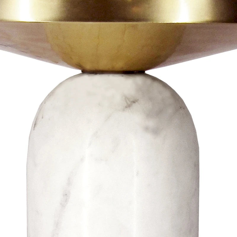 Table d'appoint ronde en laiton, moderne, avec base cylindrique en marbre