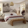 Lit King Size en velours texturé crème