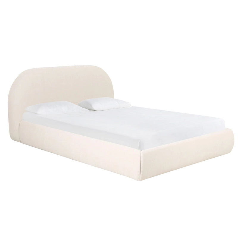 Lit King Size en velours texturé crème