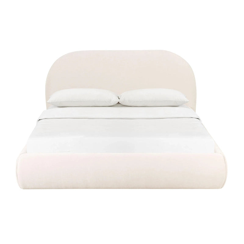 Lit King Size en velours texturé crème