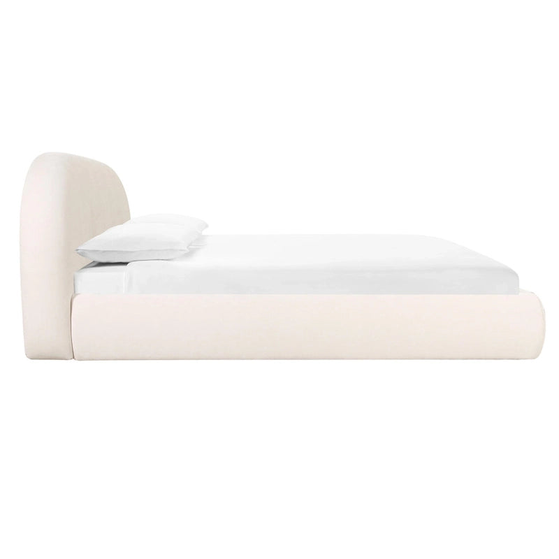 Lit King Size en velours texturé crème
