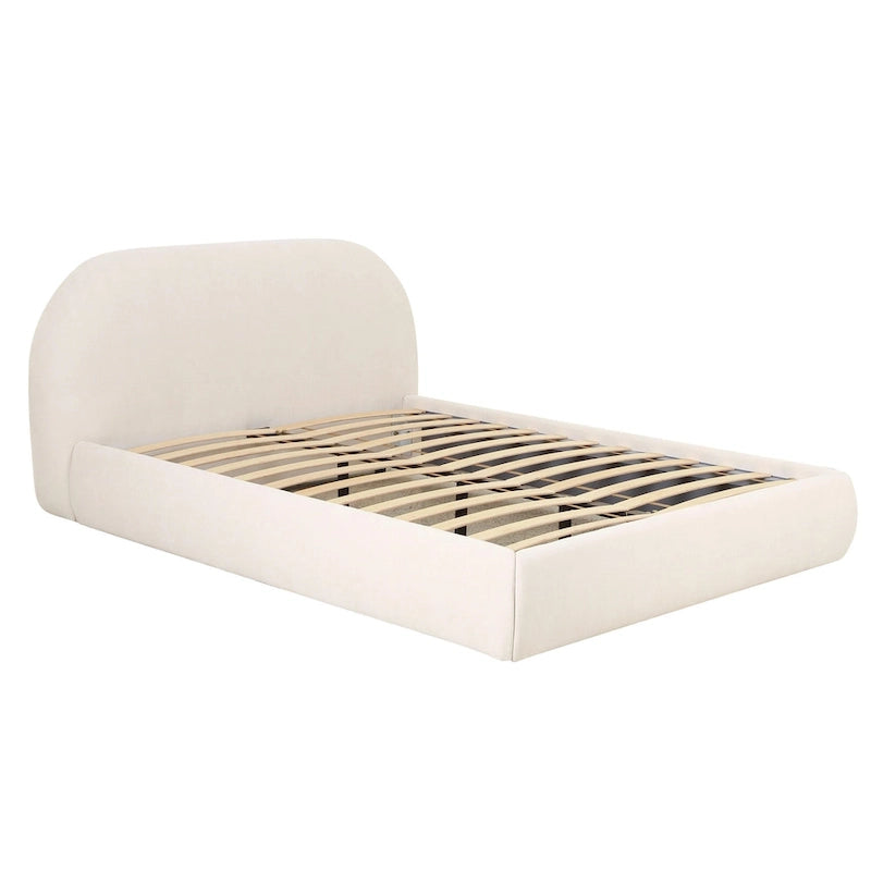 Lit King Size en velours texturé crème