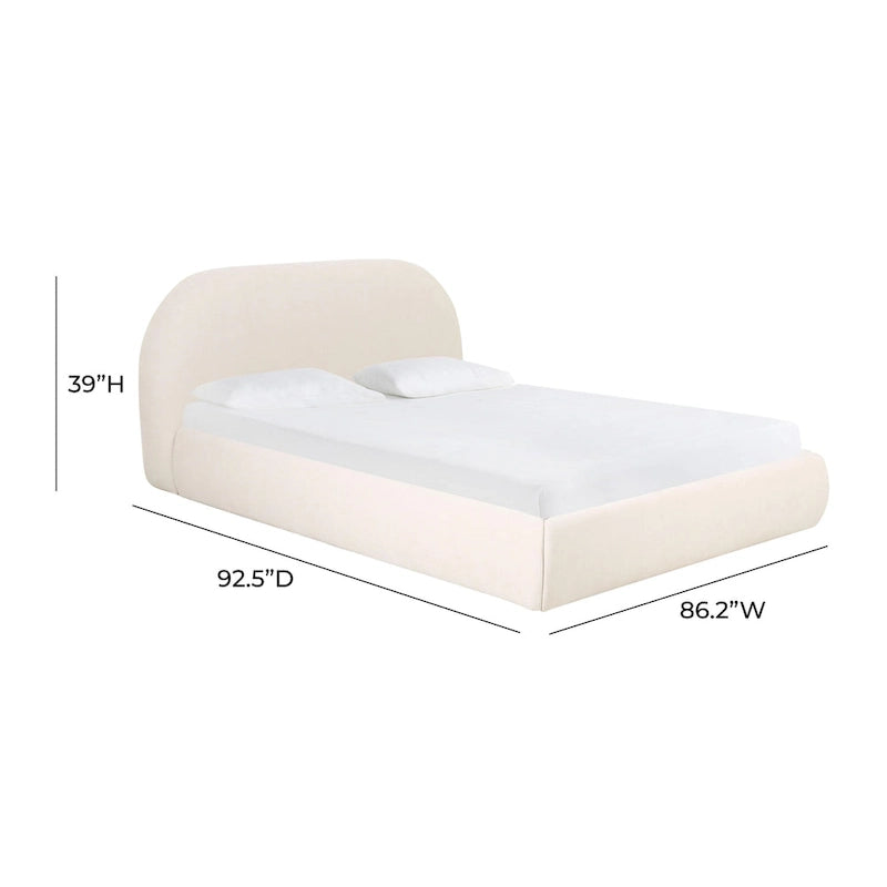 Lit King Size en velours texturé crème