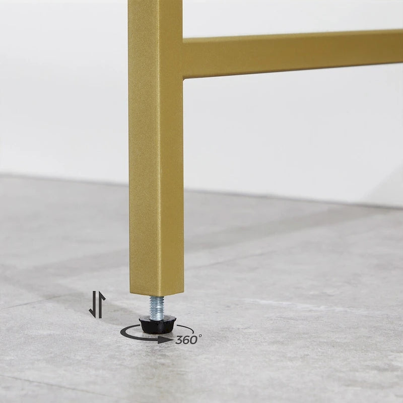 Console en Verre Trempé Doré avec Piétement Métallique