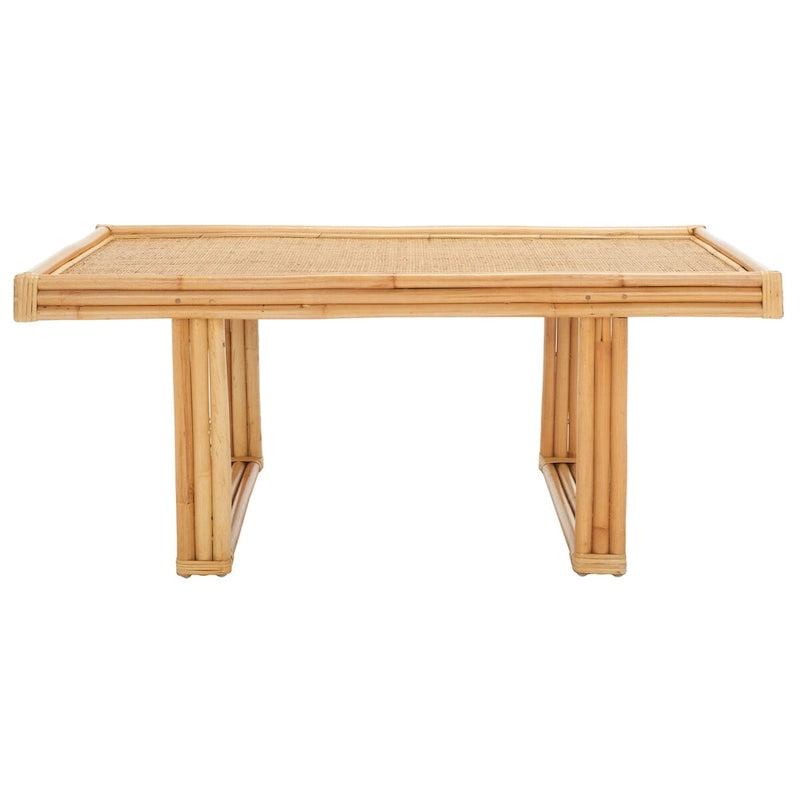 Table basse rectangulaire en rotin ambiance tropicale bohème bord de mer