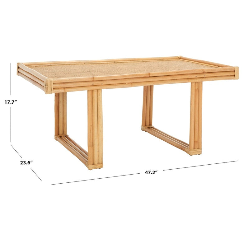 Table basse rectangulaire en rotin ambiance tropicale bohème bord de mer