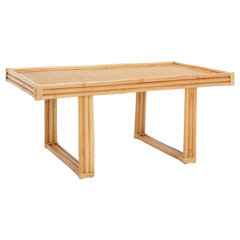 Table basse rectangulaire en rotin ambiance tropicale bohème bord de mer