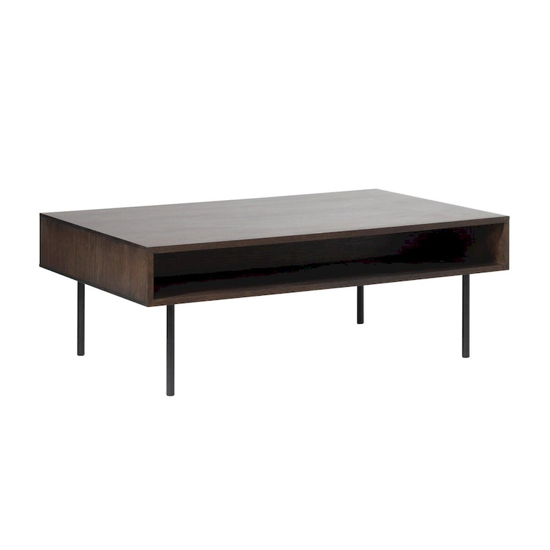 Table basse moderne à 2 tiroirs, chêne expresso