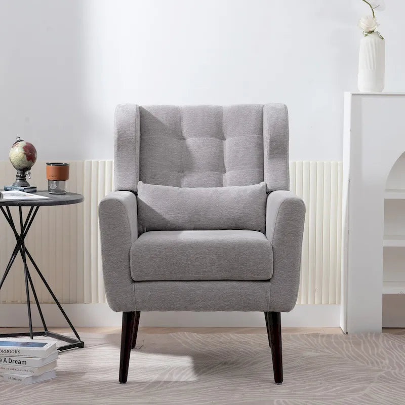Fauteuils d'appoint rembourrés, fauteuil club avec pieds en bois