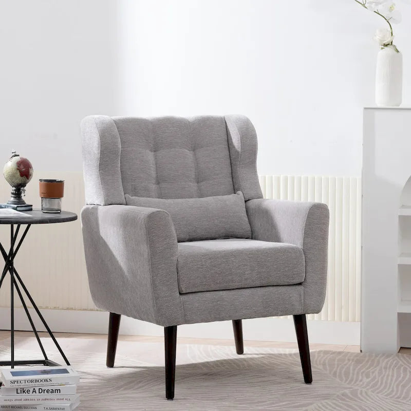 Fauteuils d'appoint rembourrés, fauteuil club avec pieds en bois