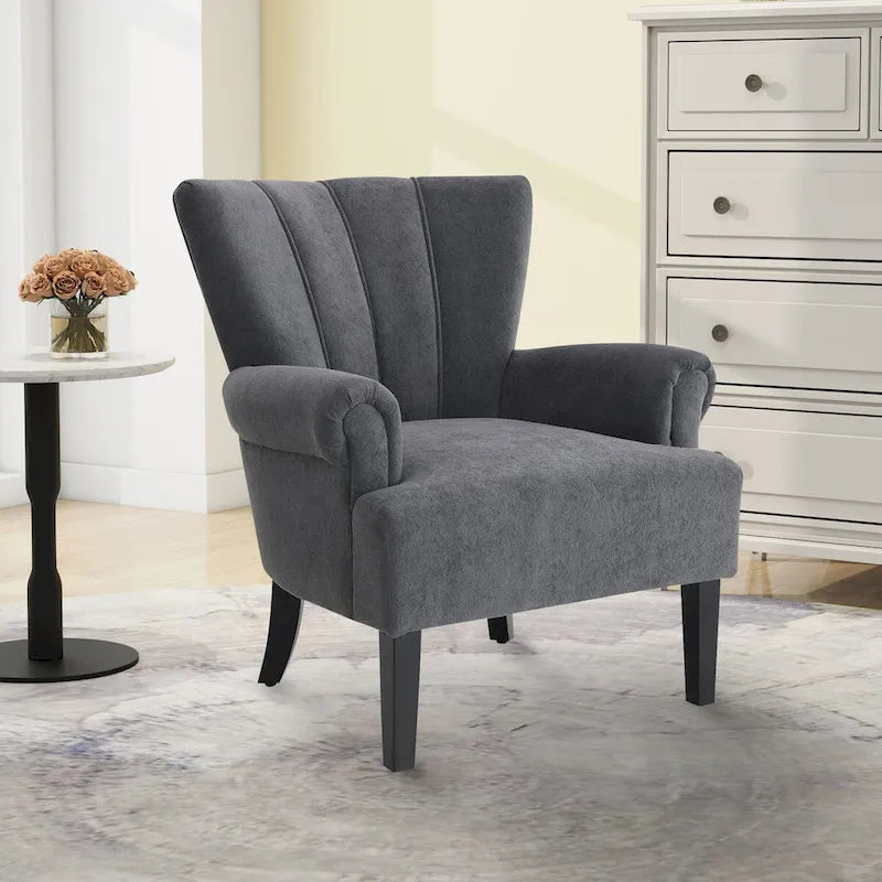 Fauteuils d'appoint rembourrés, fauteuil club avec pieds en bois