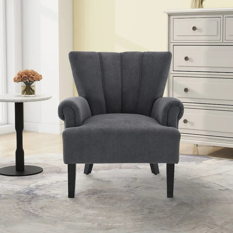 Fauteuils d'appoint rembourrés, fauteuil club avec pieds en bois