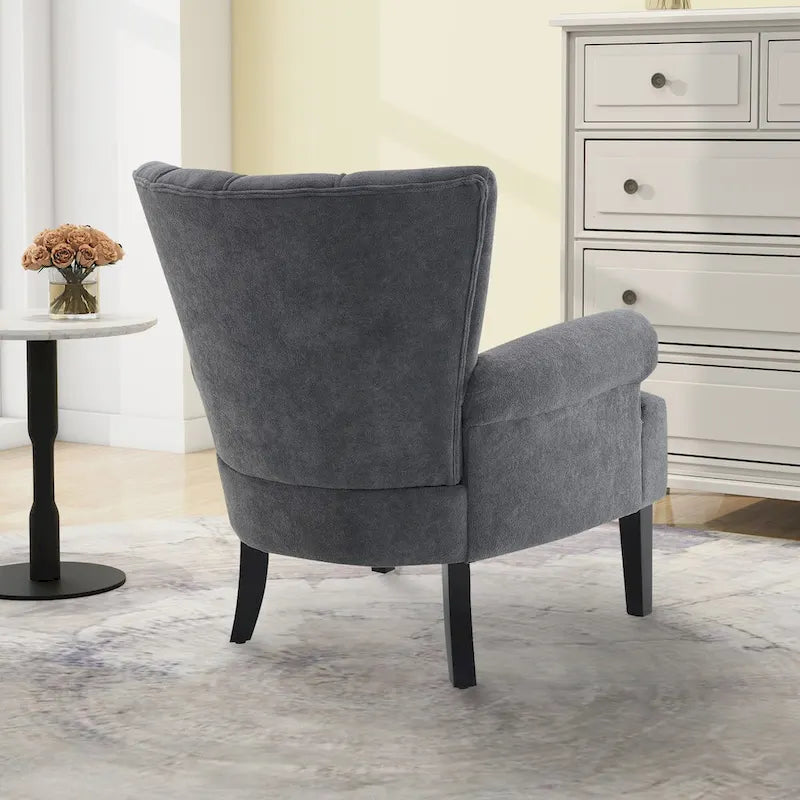 Fauteuils d'appoint rembourrés, fauteuil club avec pieds en bois