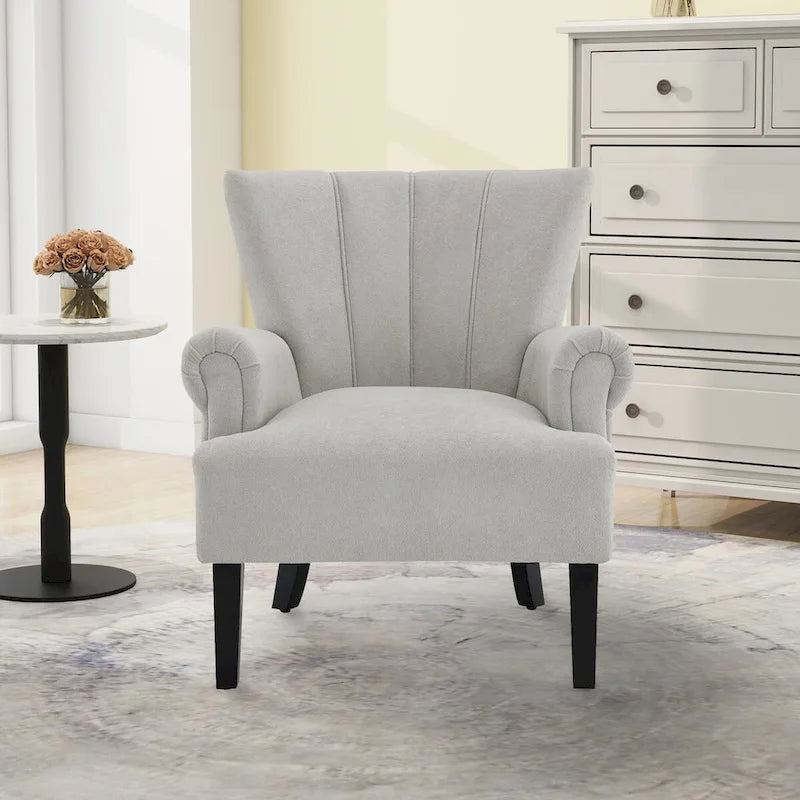 Fauteuils d'appoint rembourrés, fauteuil club avec pieds en bois