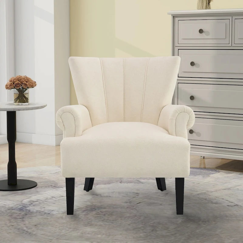 Fauteuils d'appoint rembourrés, fauteuil club avec pieds en bois