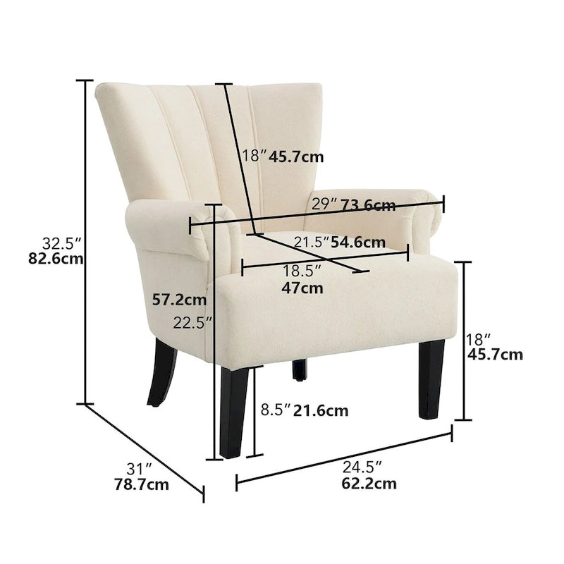 Fauteuils d'appoint rembourrés, fauteuil club avec pieds en bois